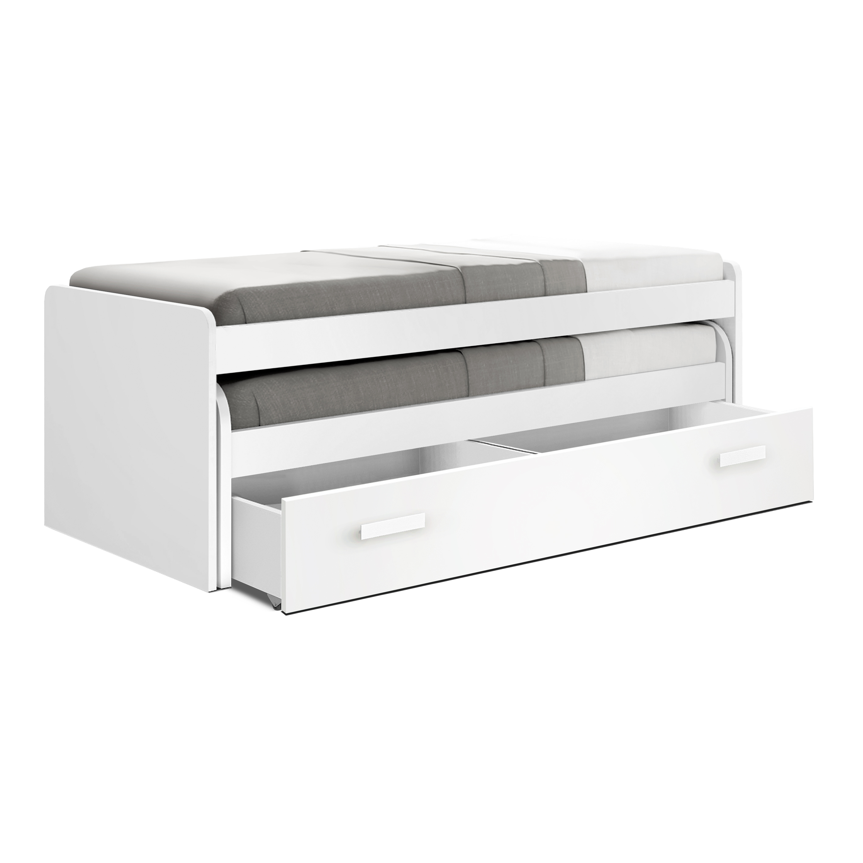 Venprodin - Cama Compacta - 90 Cm  73X201X100Cm - Blanco / Blanco-Capuchino / Blanco-Caribe
