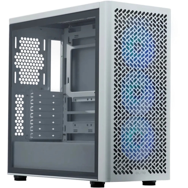 Cooler master elite 502 caja torre e-atx - 3 ventiladores 120mm rgb - ventana lateral - gestion de cables - audio - 1xusb-a - 1xusb-c - 474x230x481mm - color blanco