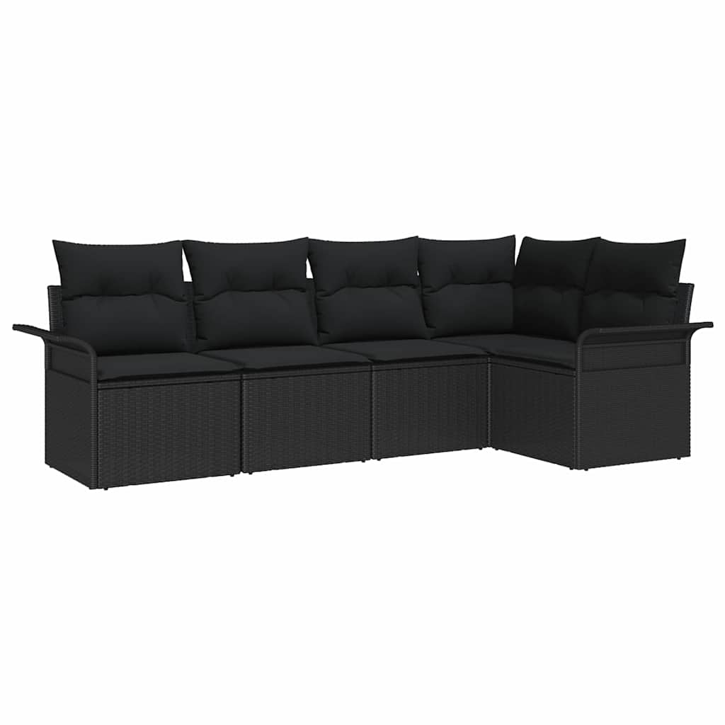 vidaXL Conjunto de sofá de jardín Manual 5 pcs Negro ratán sintético