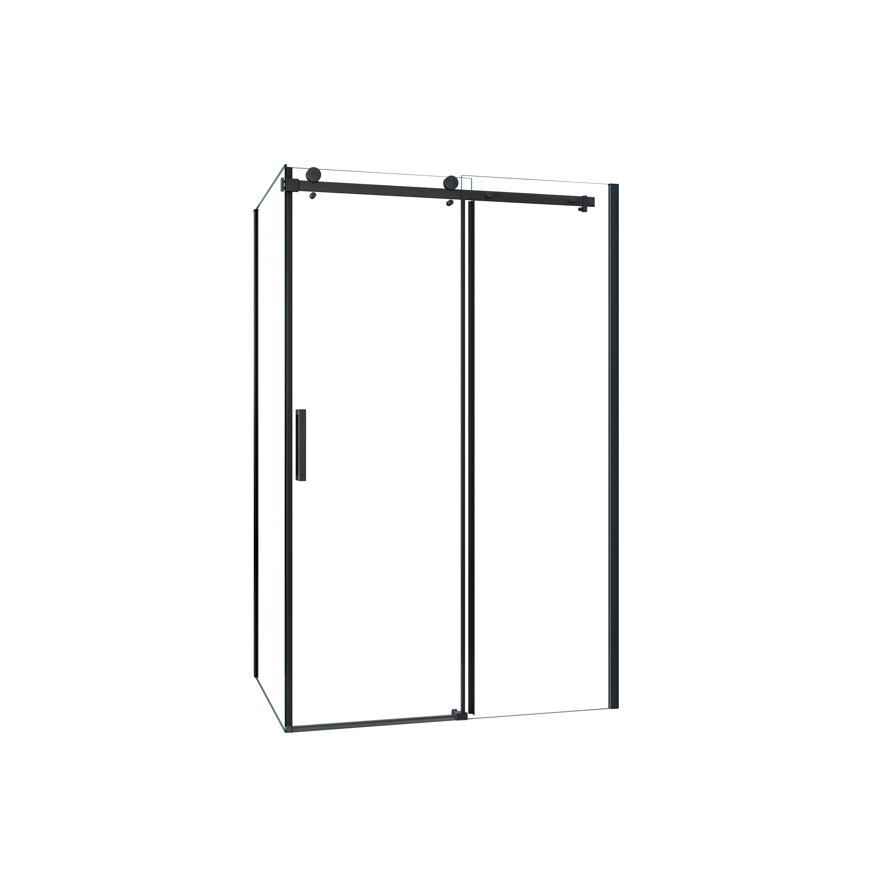AICA Mampara de Ducha Corredera Frontal y Panel Lateral Perfil Negro Mate Vidrio Templado 8mm con Tratamiento Antical (1175-1195)x(783-803)x2000mm