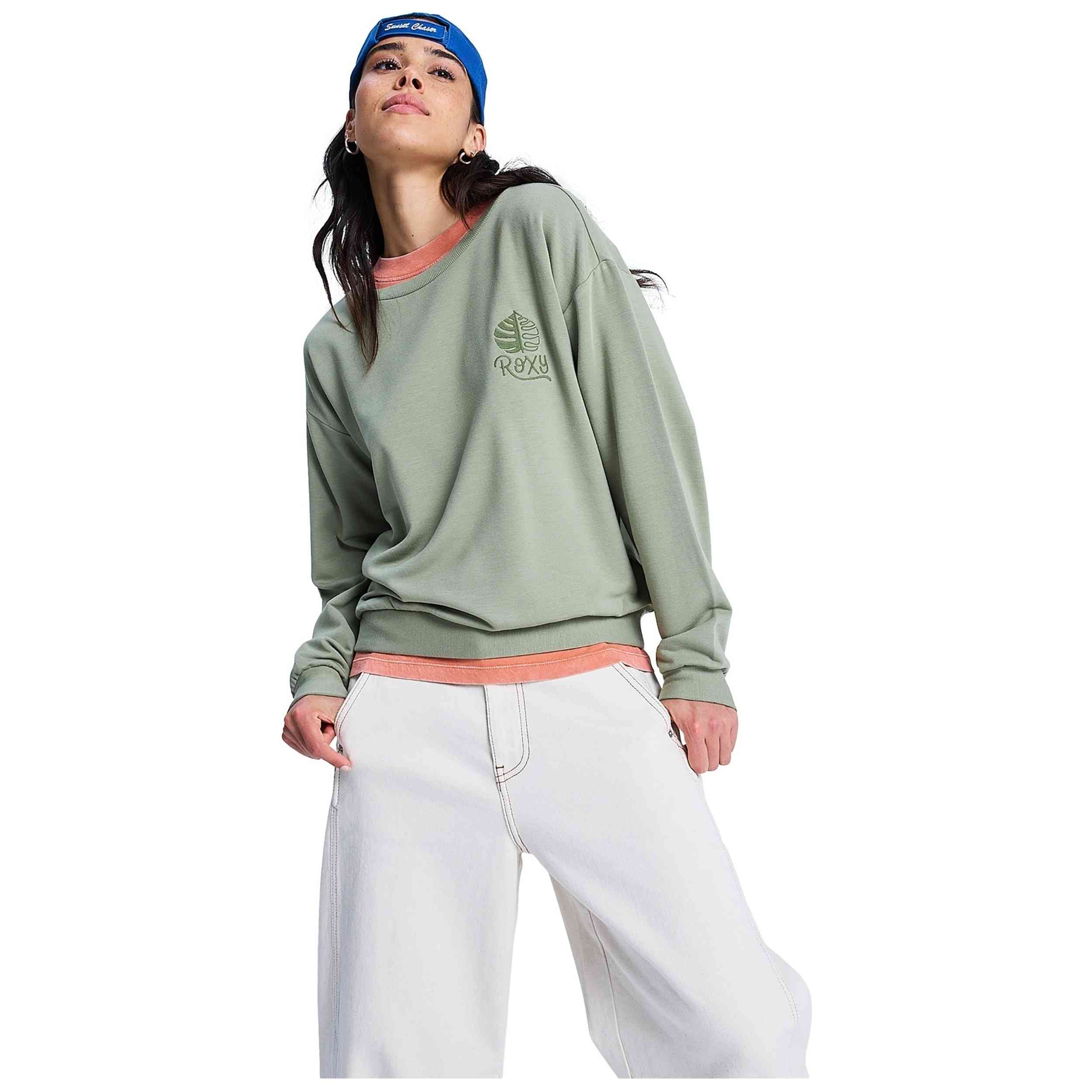 Sudadera Roxy modelo Surfing By Moon (Gld0) en color Verde