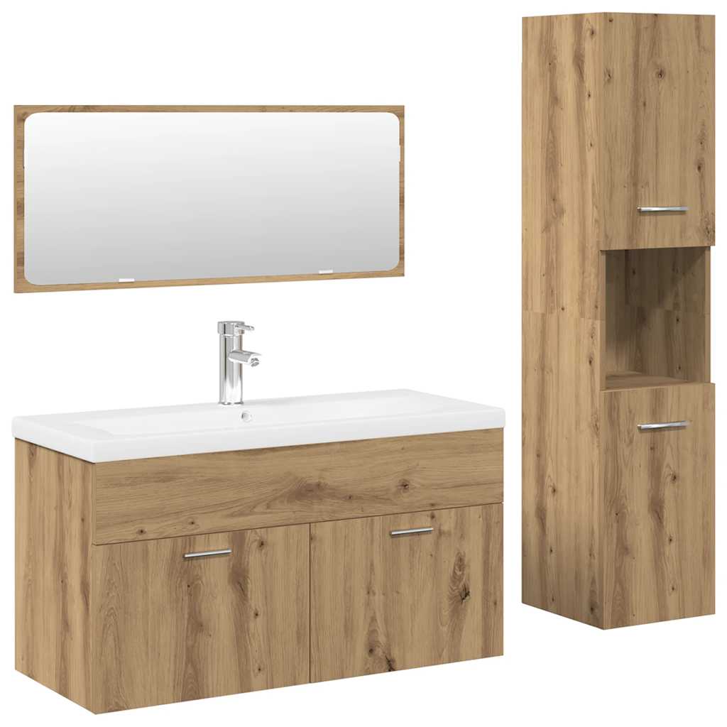 vidaXL Juego de muebles baño 4 piezas madera ingeniería roble artisan