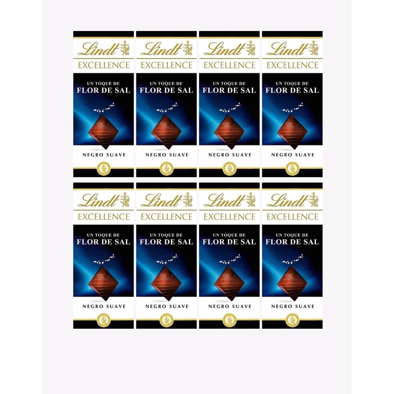 Lindt EXCELLENCE chocolate con Flor de sal 800 grs - Pack de 8 tabletas