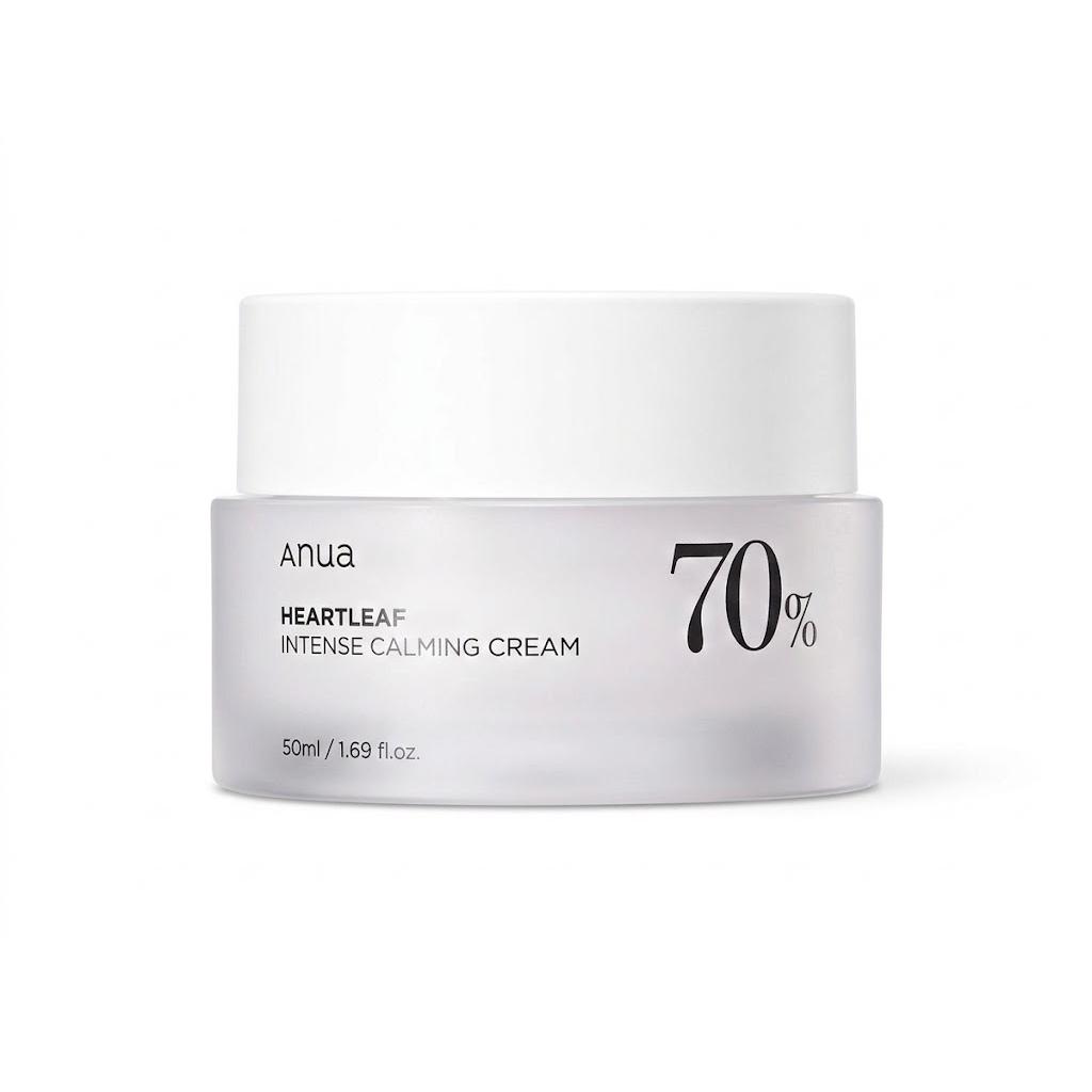 Crema Facial Calmante Barrera Cutánea, K-Beauty para Piel Sensible - ANUA Heartleaf 70% Intense Calming Cream 50ml