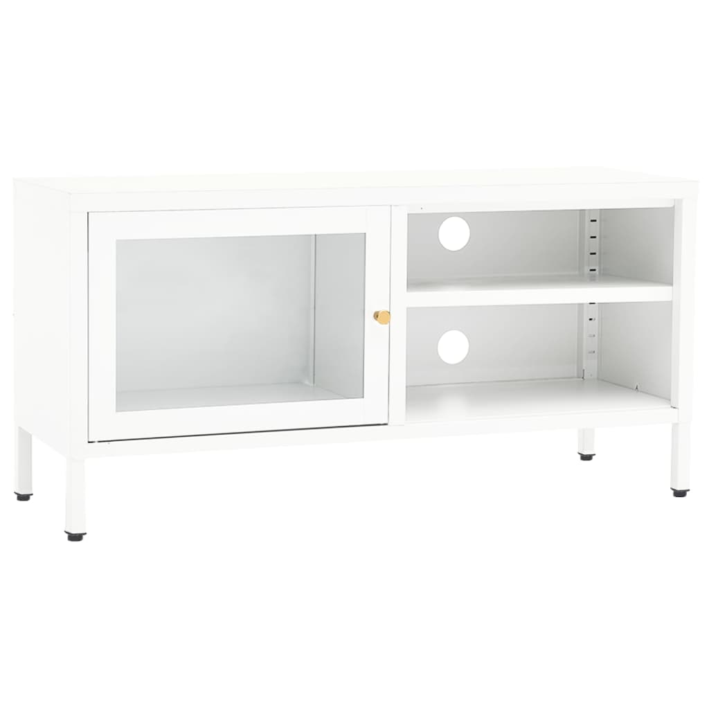 vidaXL Mueble para el televisor acero y vidrio 90x30x44 cm, Mueble de Salon, Mueble TV, Mueble TV salon, Mesa de TV, Mueble tele