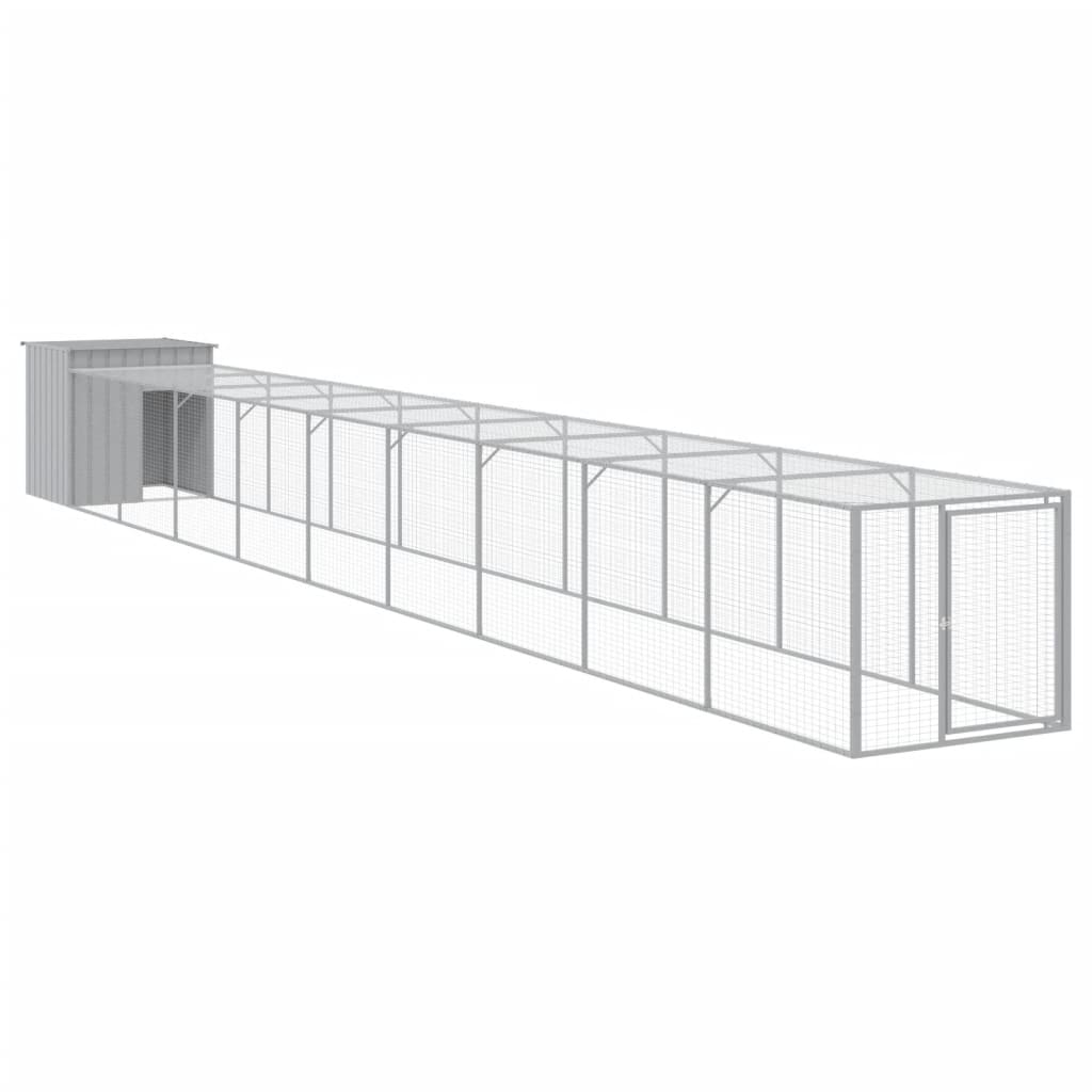 vidaXL Gallinero con corral acero galvanizado  110x1017x110 cm