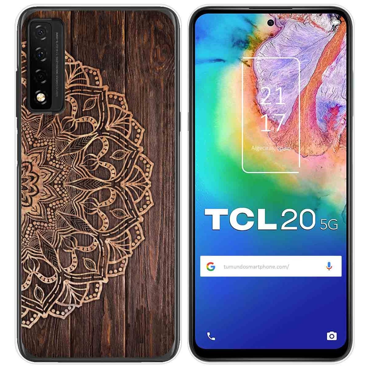 Tumundosmartphone Funda Gel Tpu para TCL 20 5G diseño Madera 06 Dibujos