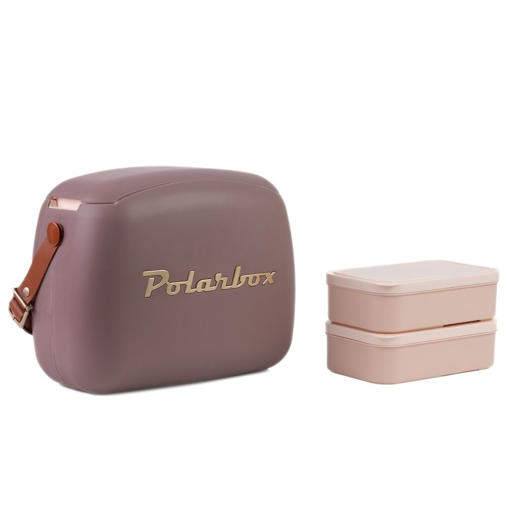 Nevera CoolerBag 6L Mauve Gold con Asa Marrón Polarbox