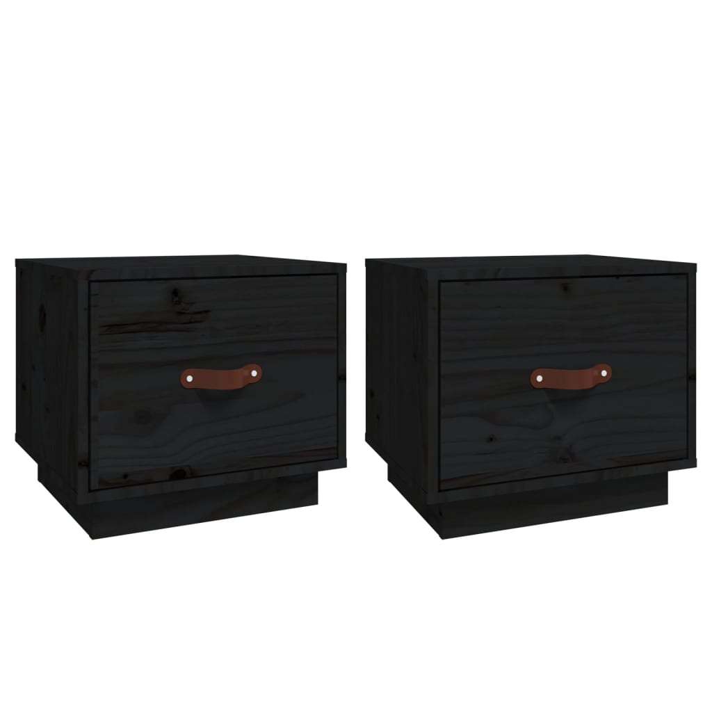 Vidaxl Mesitas de Noche 2 Unidades Madera Maciza de Pino 40x34x35 Cm Natural