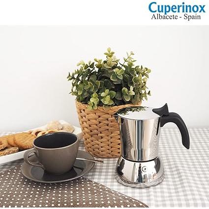 CUPERINOX  Cafetera inoxidable Deluxe  Cafetera italiana 10 tazas  cafetera italiana inducción acero inoxidable  mango anti quemaduras