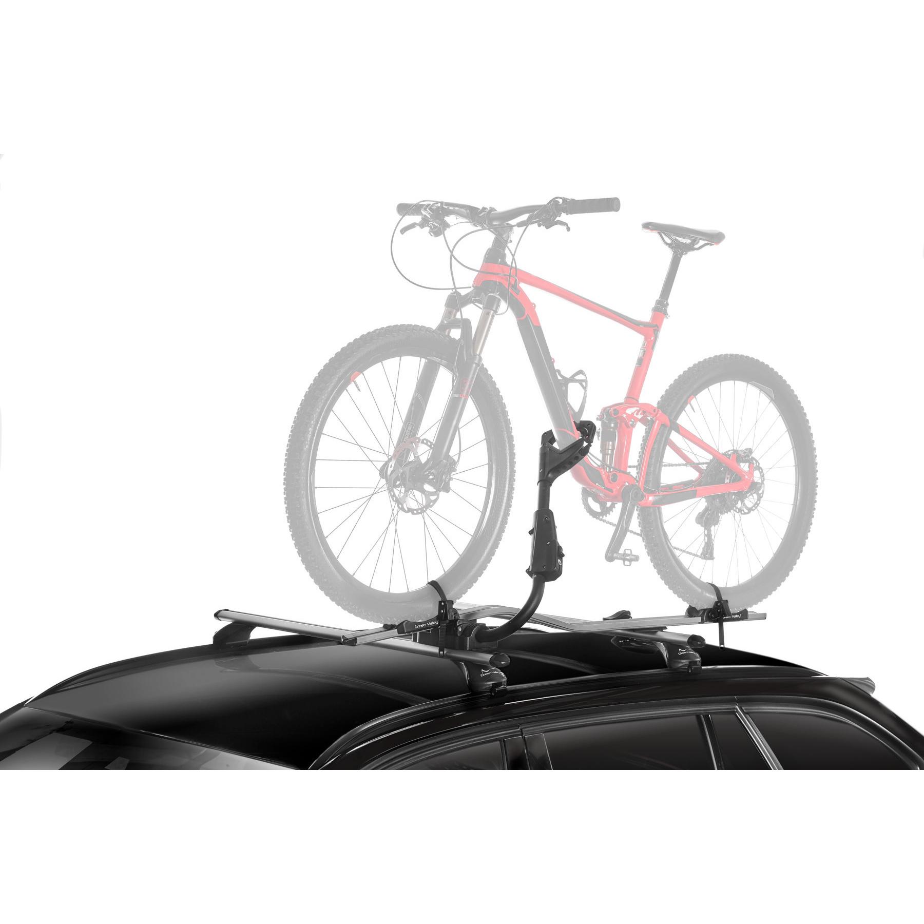 Portabicicletas de Techo GREEN VALLEY FAST RIDER | 1 Bici | 20 kg | Aluminio | Antirrobo | Ranura T | Fácil Montaje