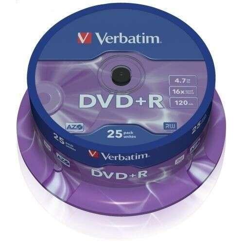 Verbatim dvd+r 16x 4.7gb (tarrina 25 uds)