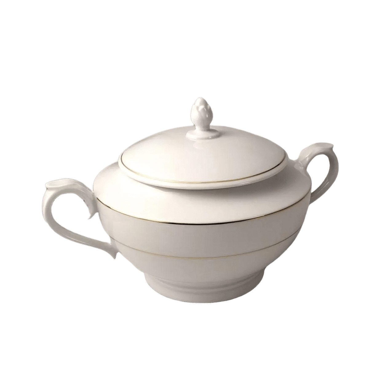 Crc Sopera de Porcelana Blanca con Filo de Oro Bremen Menaje | Vajilla Sopera Plata/Oro