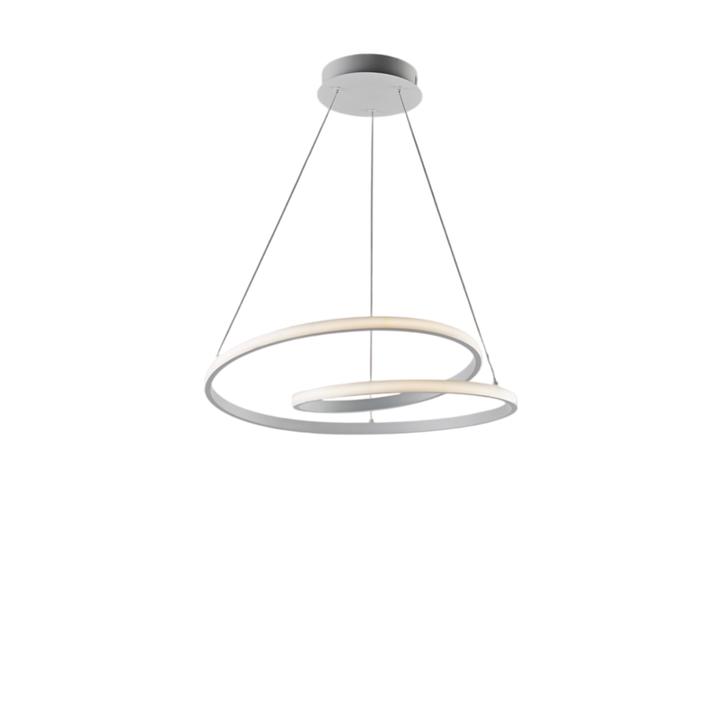 Malena Suspensión en metal y aluminio blanco con LED CCT integrado con mando a distancia y cables eléctricos regulables 115 Ø50 BL247-SBC - Belight