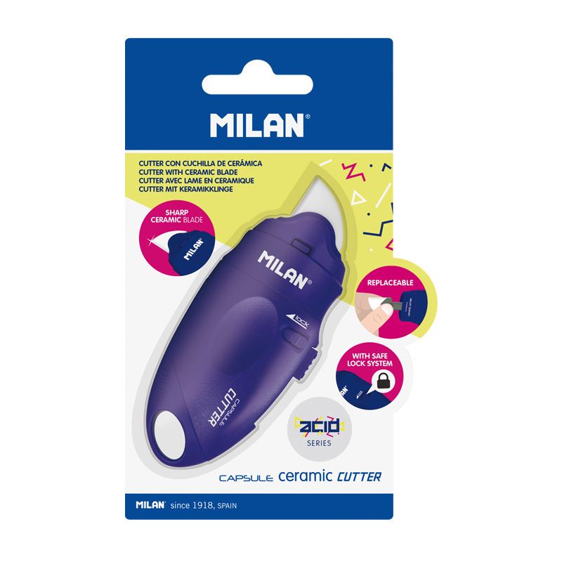 MILAN Blíster Cúter Hoja Cerámica CAPSULE serie Acid, Azul