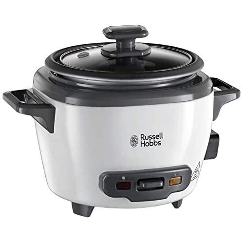 Russell Hobbs Arrocera - Capacidad 0,4 Litros - Función Mantener el Calor - Recipiente Antiadherente - Tapa Cristal Templado - 200 W - 27020-56