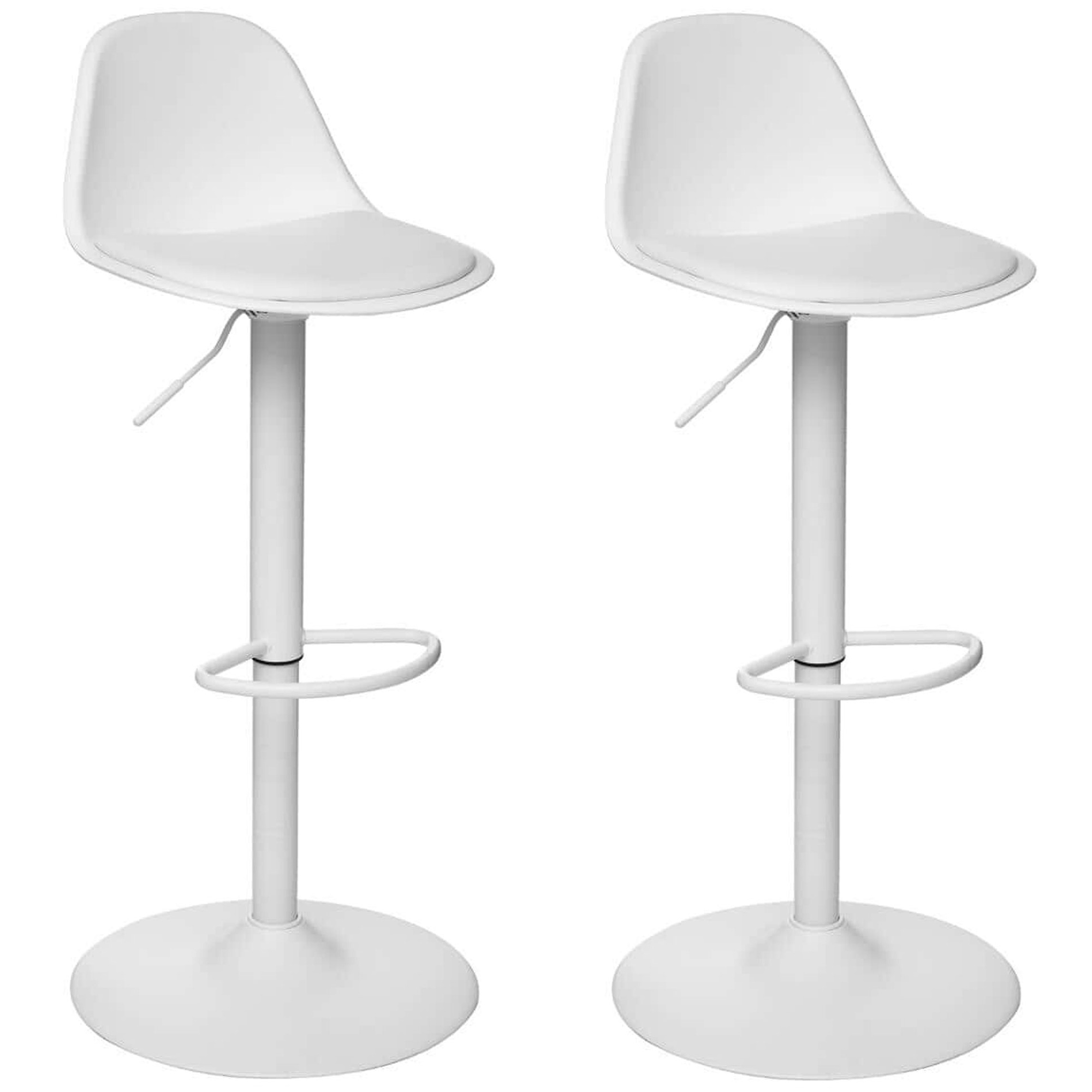 Set de 2 taburetes de bar regulables en altura color blanco d. 45 x h. 103 cm WELLHOME