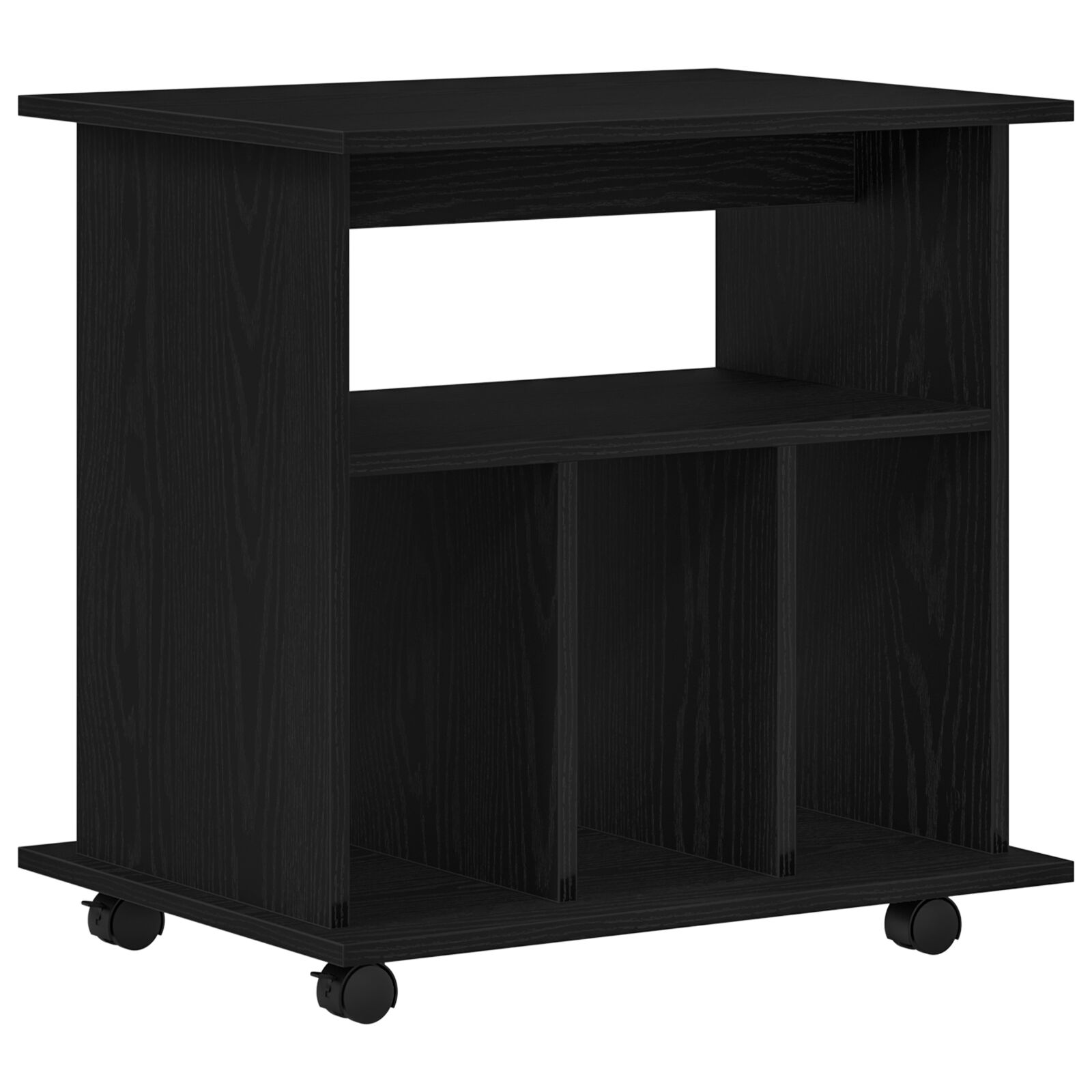 Gabinete móvil vidaXL Negro Roble 60x45x55 cm Madera