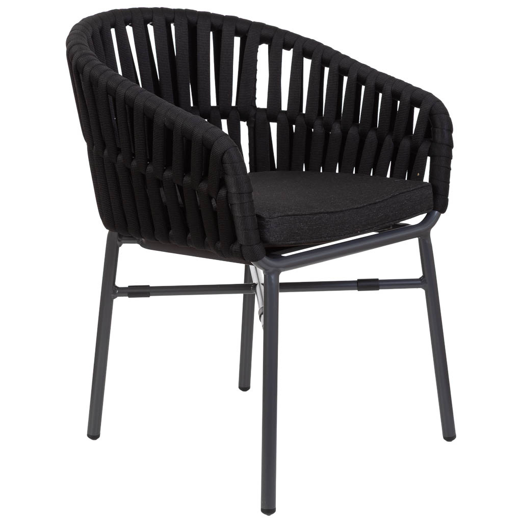 Wonderlust Deco - Silla de aluminio con cuerda negro 58x61x77 Negro 58x61x77h cm