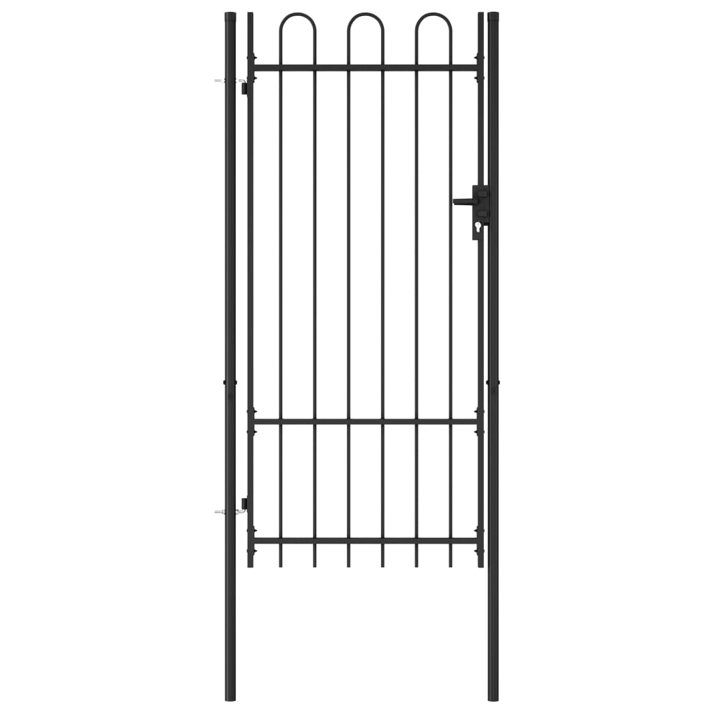 vidaXL Cancela de Valla Sencilla de Puntas Acero Negro Puerta de Jardín Dimensiones 1 x 1 m,  1 x 1.2 m,  1 x 1.5 m y mas