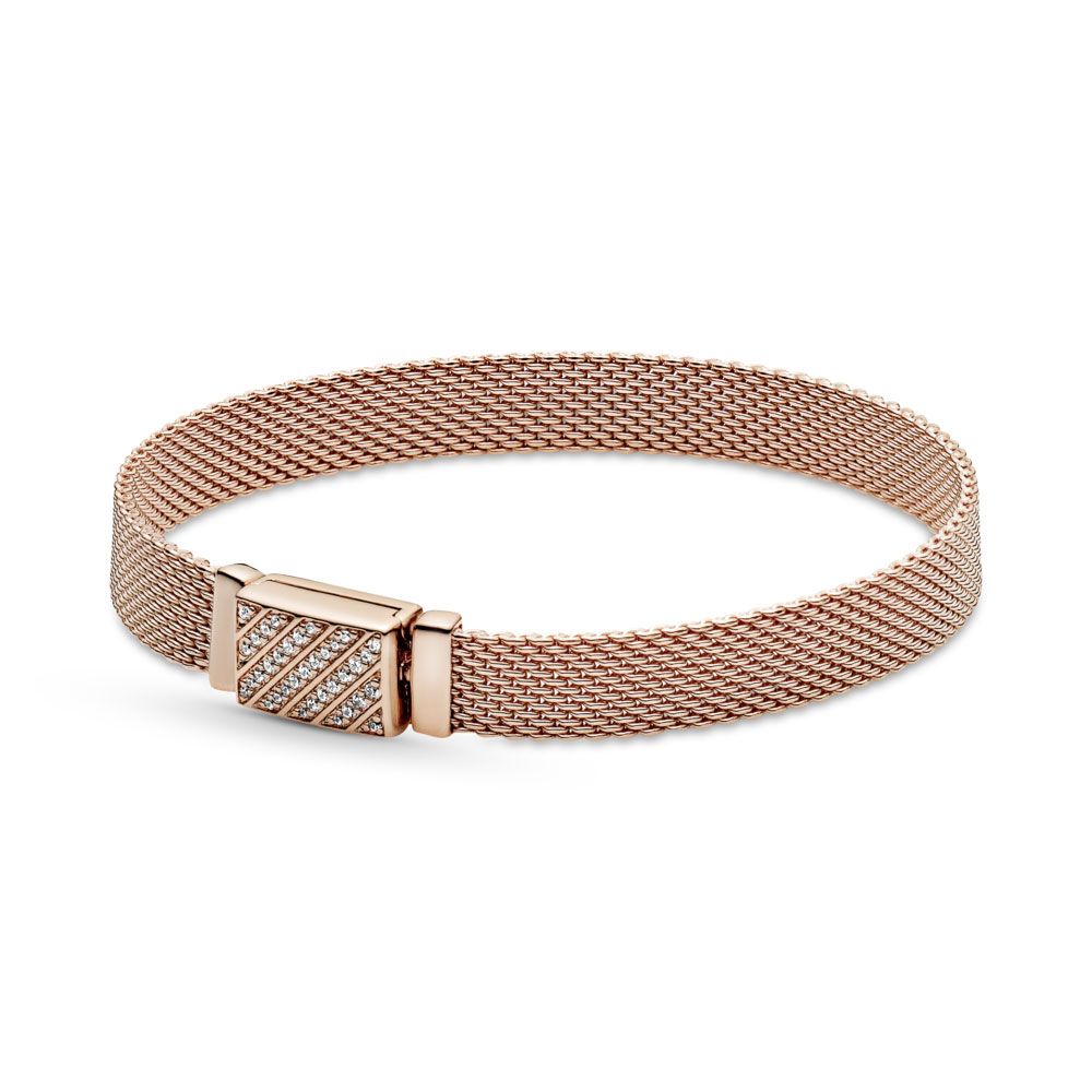 Pandora Pulsera Pandora Reflexions en Pandora Rose con Cierre Largo en Pavé 589358C01 , para Mujer