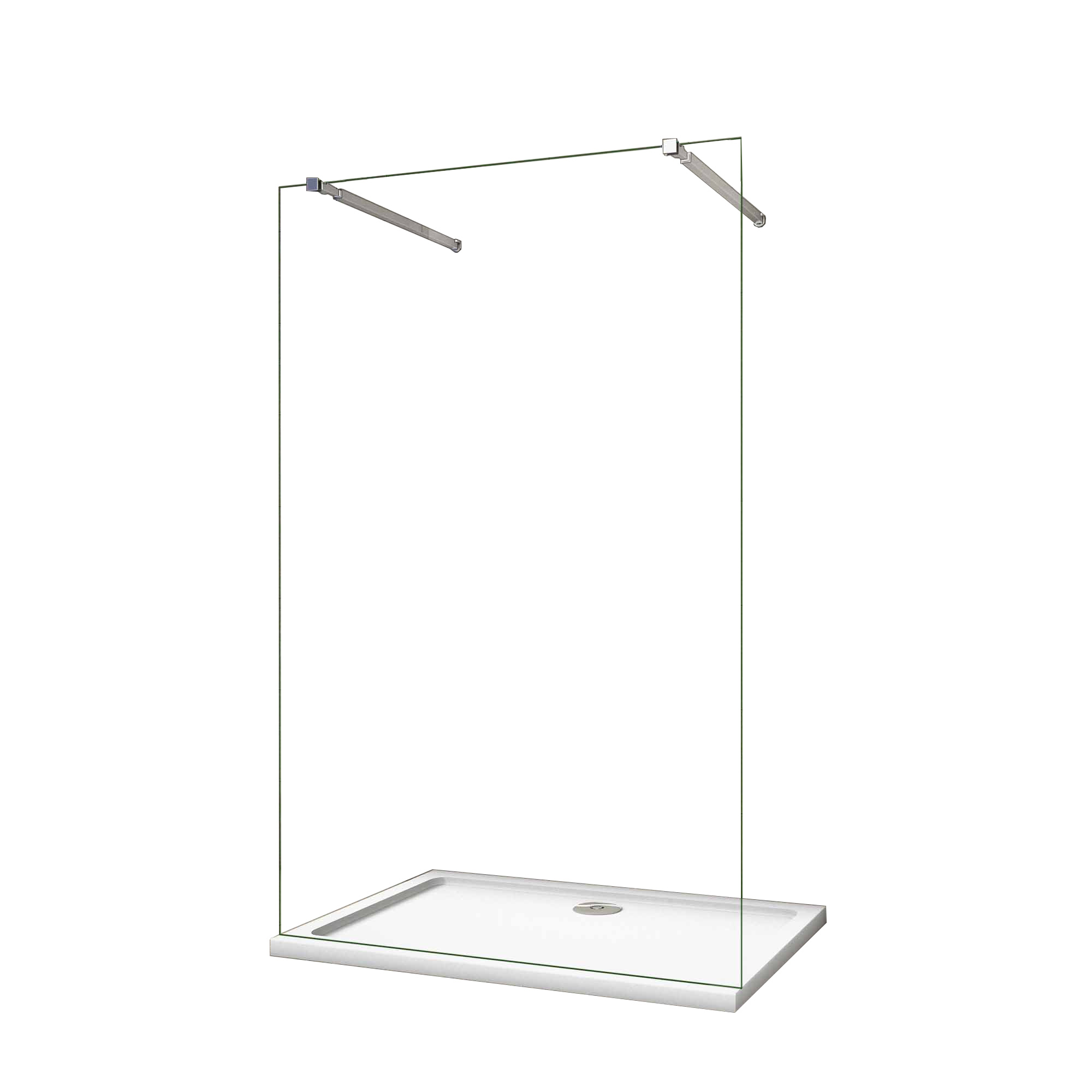 Walkin,Panel de ducha,Vidrio Antical 8mm,47x200cm,Dos barras ajustables 73-120cm