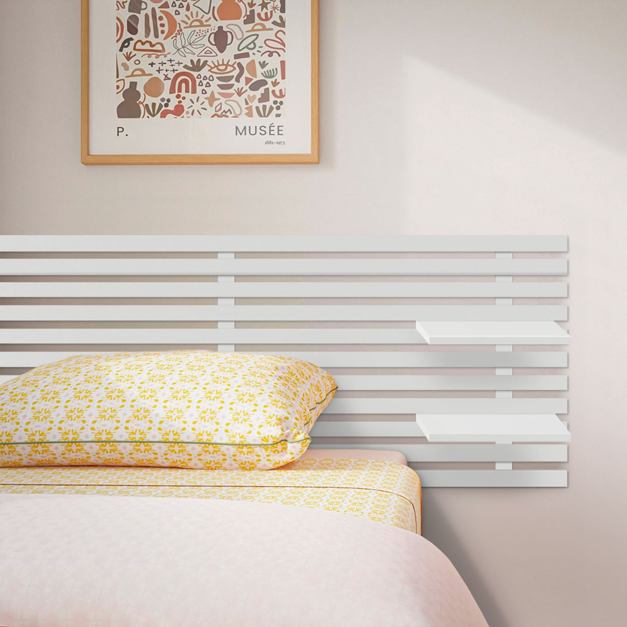 Cabecero con Estantes de Madera reciclada DM Colgante Pared Estilo Palet Japones