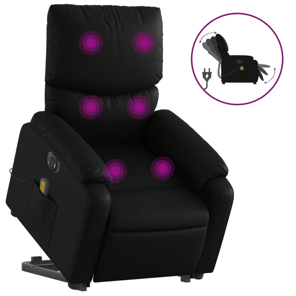 Vidaxl Sillón de Masaje Elevable Eléctrico Cuero Sintético Negro