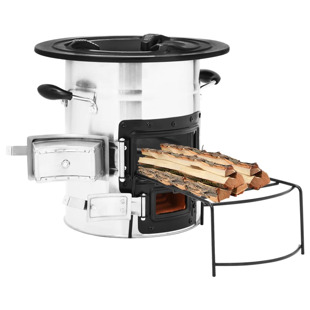 vidaXL Cocina de Leña para Camping Acero 50x33,5x30,5 cm Estufa Barbacoa Color Plateado,  Negro, y mas