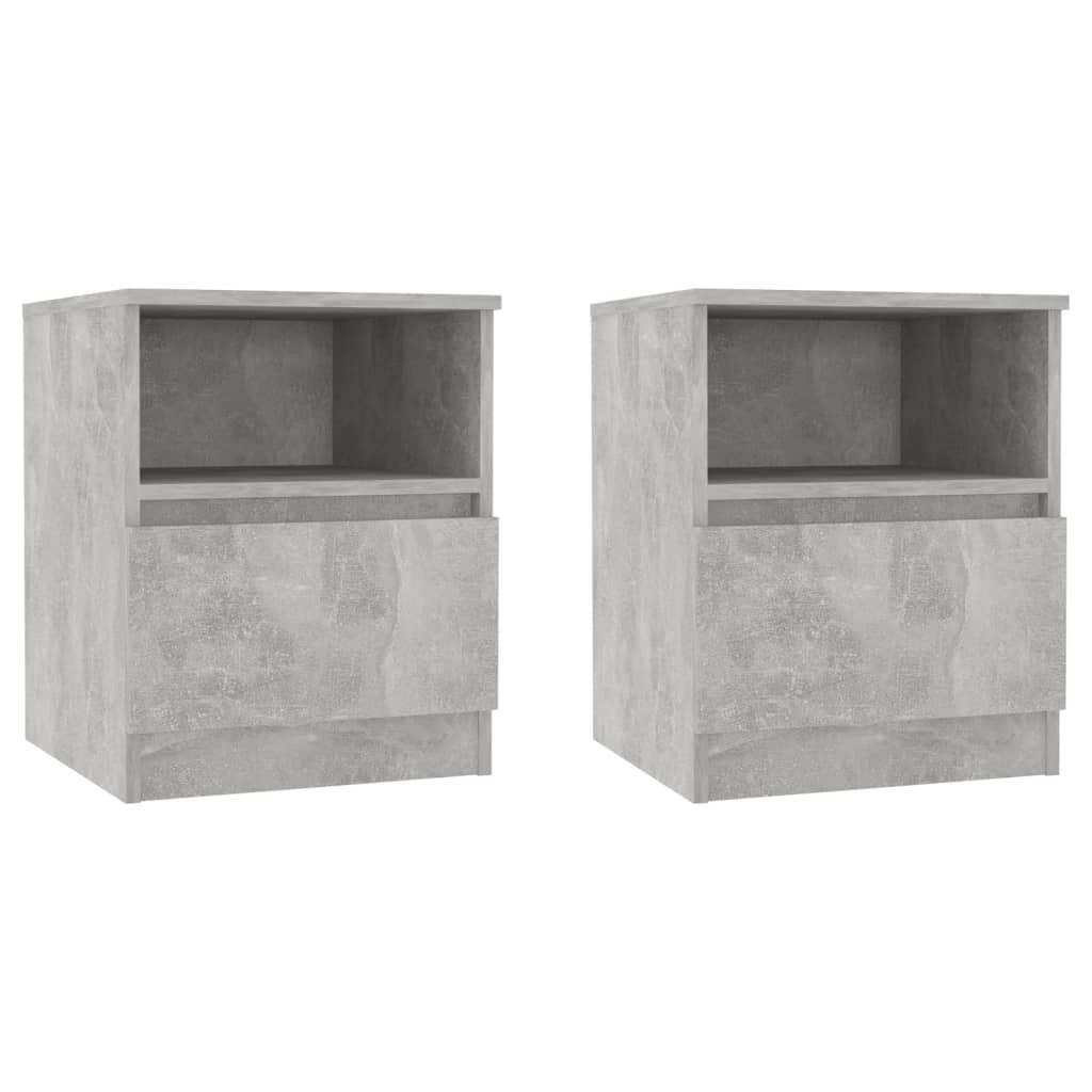 vidaXL Mesitas de noche 2 uds contrachapada gris hormigón 40x40x50 cm