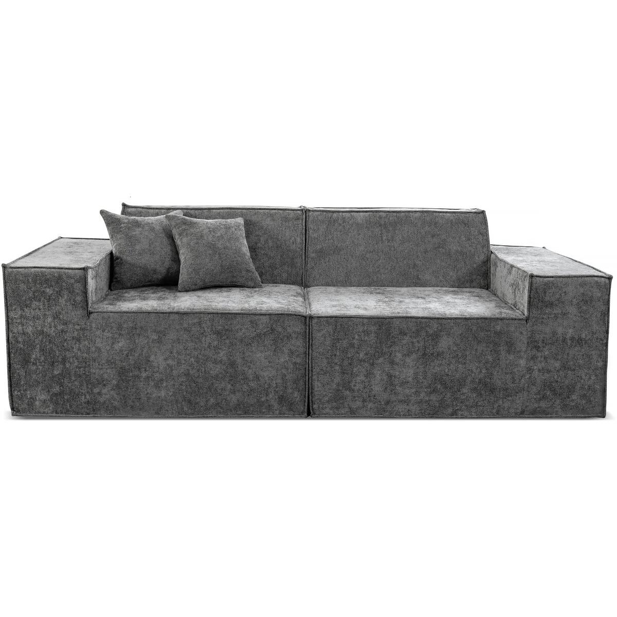 Habitat y Jardin - Sofá modular recto de 3 plazas en tejido texturizado "Lusso" - Gris