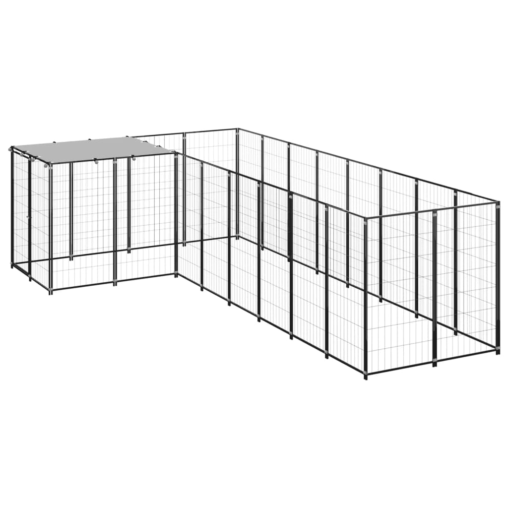 vidaXL Perrera 6,05 m² Acero Casa Jaula Perro Cachorro Recinto Mascota Color Plateado,  Negro, y mas