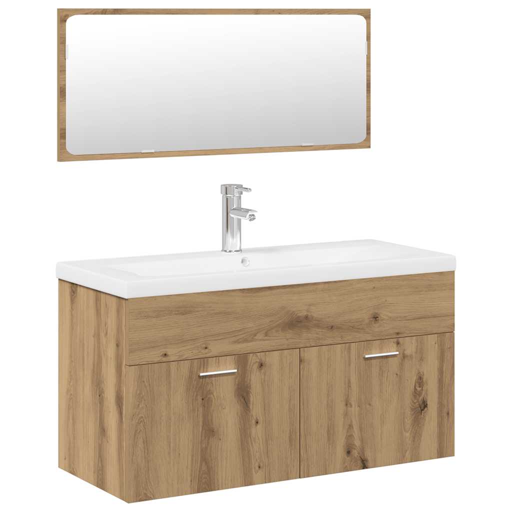 vidaXL Juego de muebles baño 3 piezas madera ingeniería roble artisan
