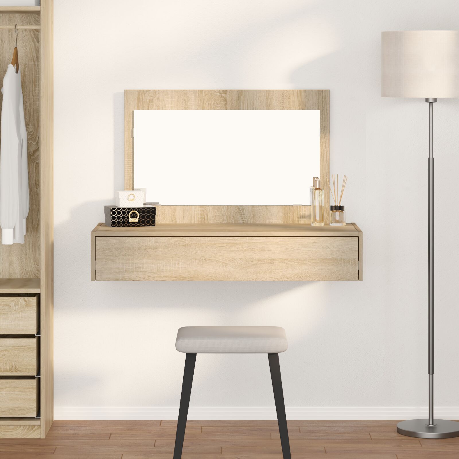 Mesa de tocador colgante vidaXL Roble Sonoma 100x40x70 cm