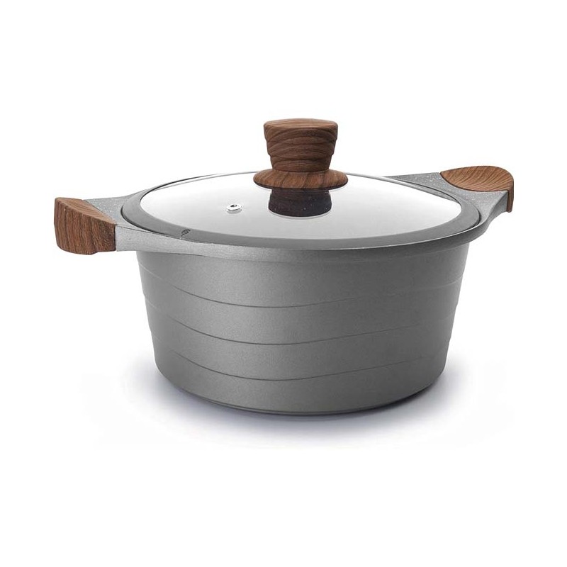 LACOR Cacerola con Tapa de Cristal | Gris | Aluminio 2.5 L | 20 cm | Olla con tapa de cristal | Lacor
