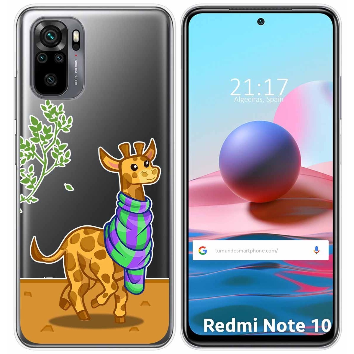 Tumundosmartphone Funda Gel Transparente para Xiaomi Redmi Note 10 / 10S diseño Jirafa Dibujos