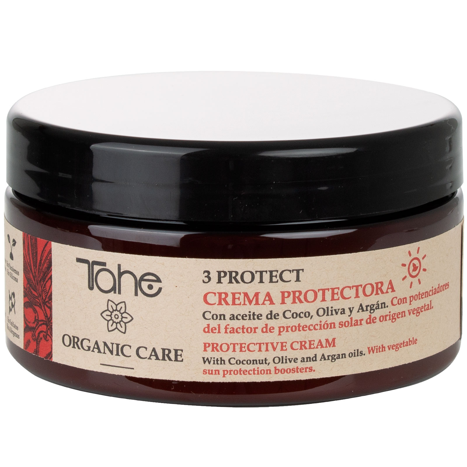 Tahe Organic Care Crema capilar protectora solar 3 Protect con aceite de Coco, Oliva y Argán, 300 ml