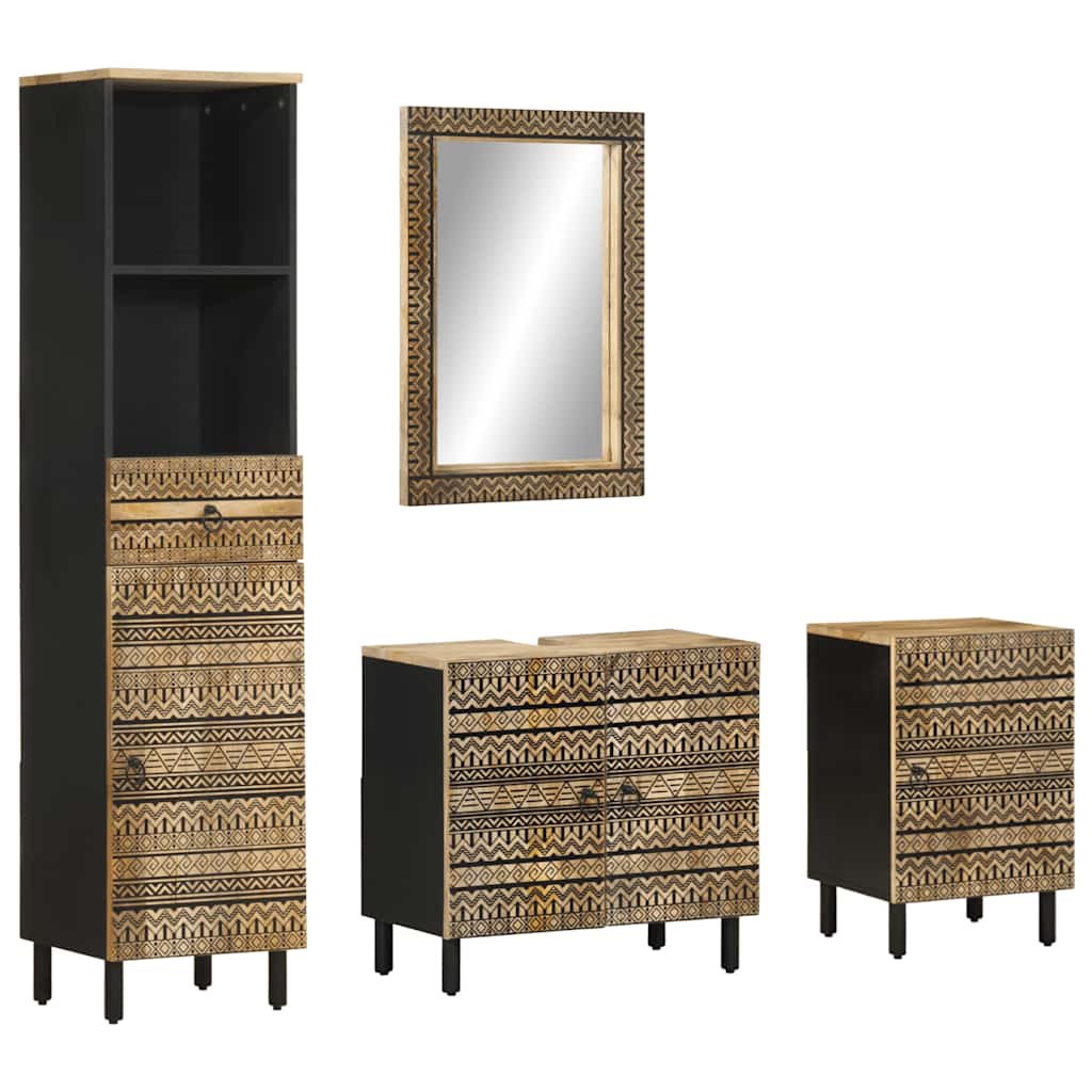 vidaXL Conjunto de muebles de baño 4 piezas madera maciza de mango