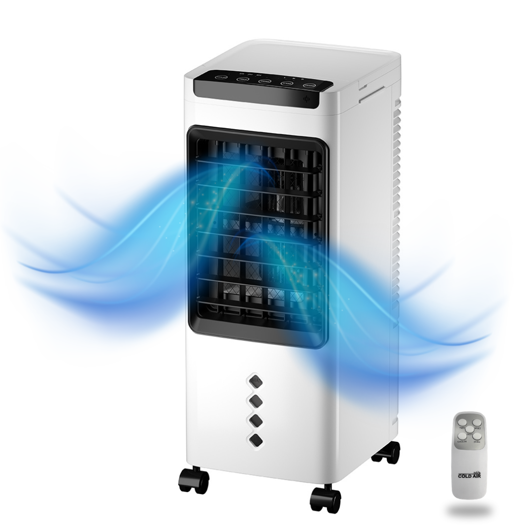 STARLYF Enfriador de Aire Portátil Cold Air, 3 en 1 - Refrigera, humidifica y purifica, Climatizador Evaporativo, Bajo Consumo 60W, Humidificador portátil, Temporizador, Control Remoto, 3 Velocidades