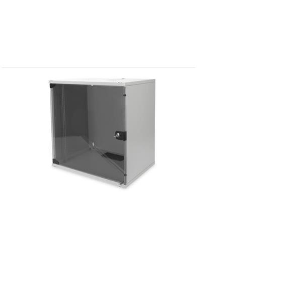 DIGITUS Armario de red, rack de 19 pulgadas 12 U, Sin montar, Montaje en pared, 400 mm de profundidad, Carga 60 kg, Puerta de cristal, Gris