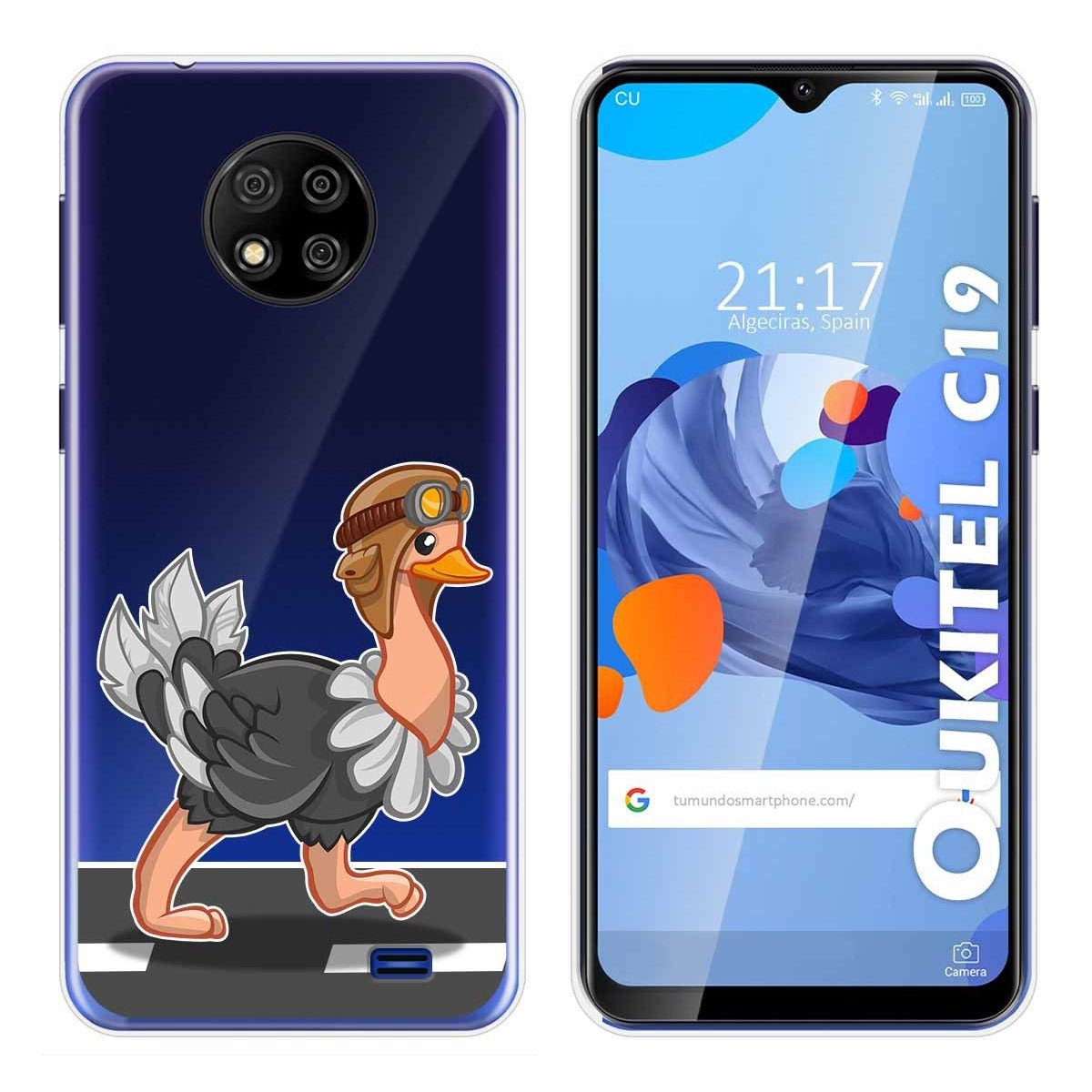 Tumundosmartphone Funda Gel Transparente para Oukitel C19 diseño Avestruz Dibujos
