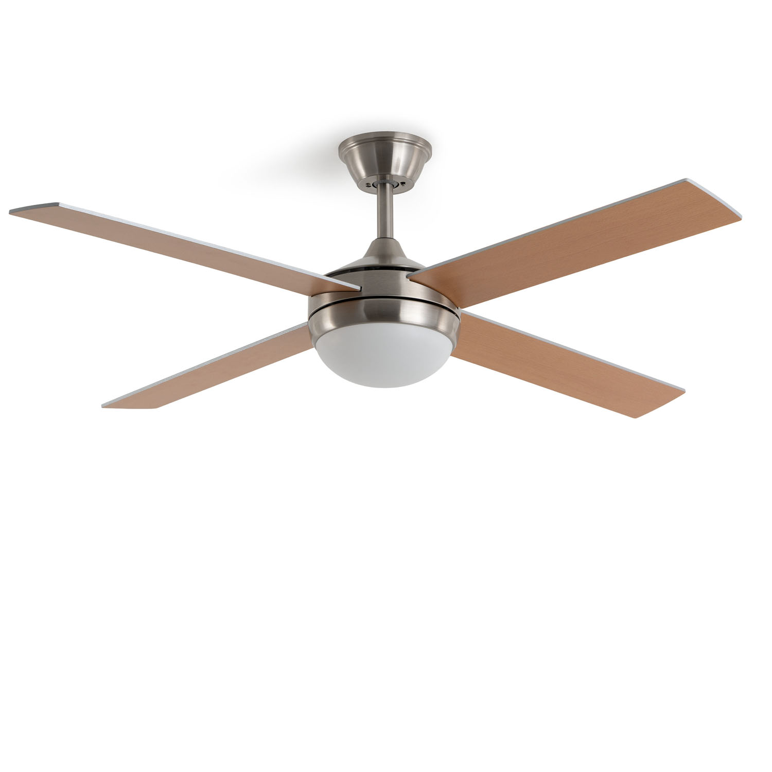 LEDKIA LIGHTING  - Ventilador de Techo Navy Evo Níquel con Luz Integrada, Motor DC 30W Silencioso y Eficiente, 4 Aspas, 6 Velocidades, 132 cm, Mando a Distancia, Salón y Estancias Grandes >20 m²