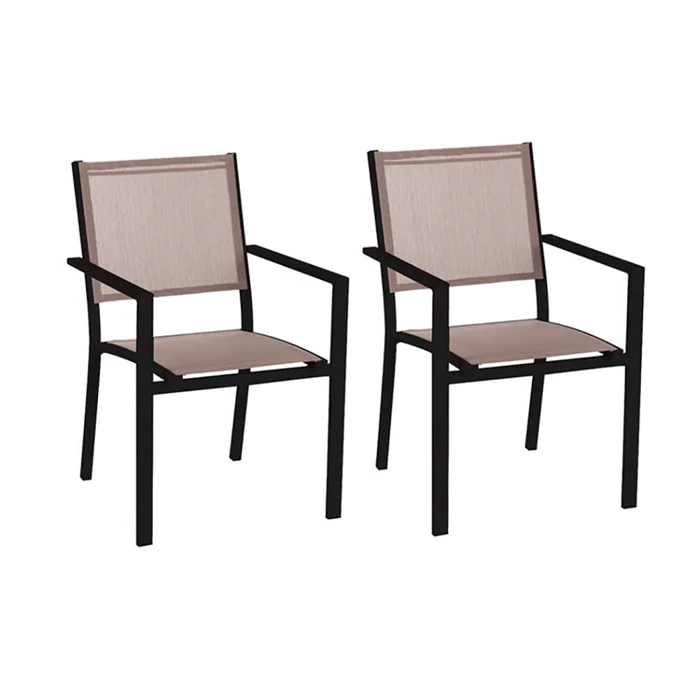 Set de 2 silla de jardín apilables Thais con brazos de aluminio y textileno de 55x60x86 cm Lola Home