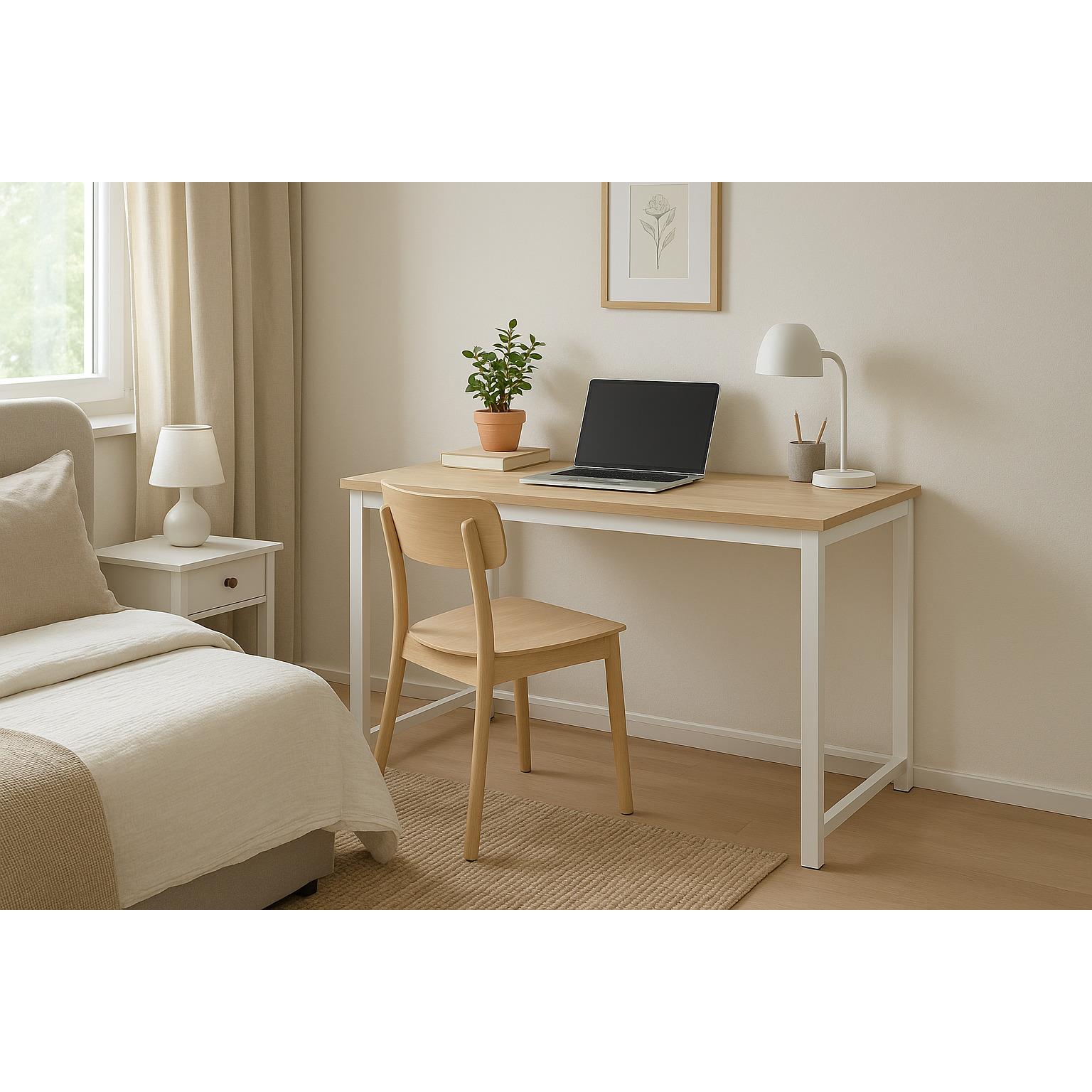 Meyvaser Mesa de Ordenador Amplia y Fácil de Limpiar 140cm Cambria Blanco