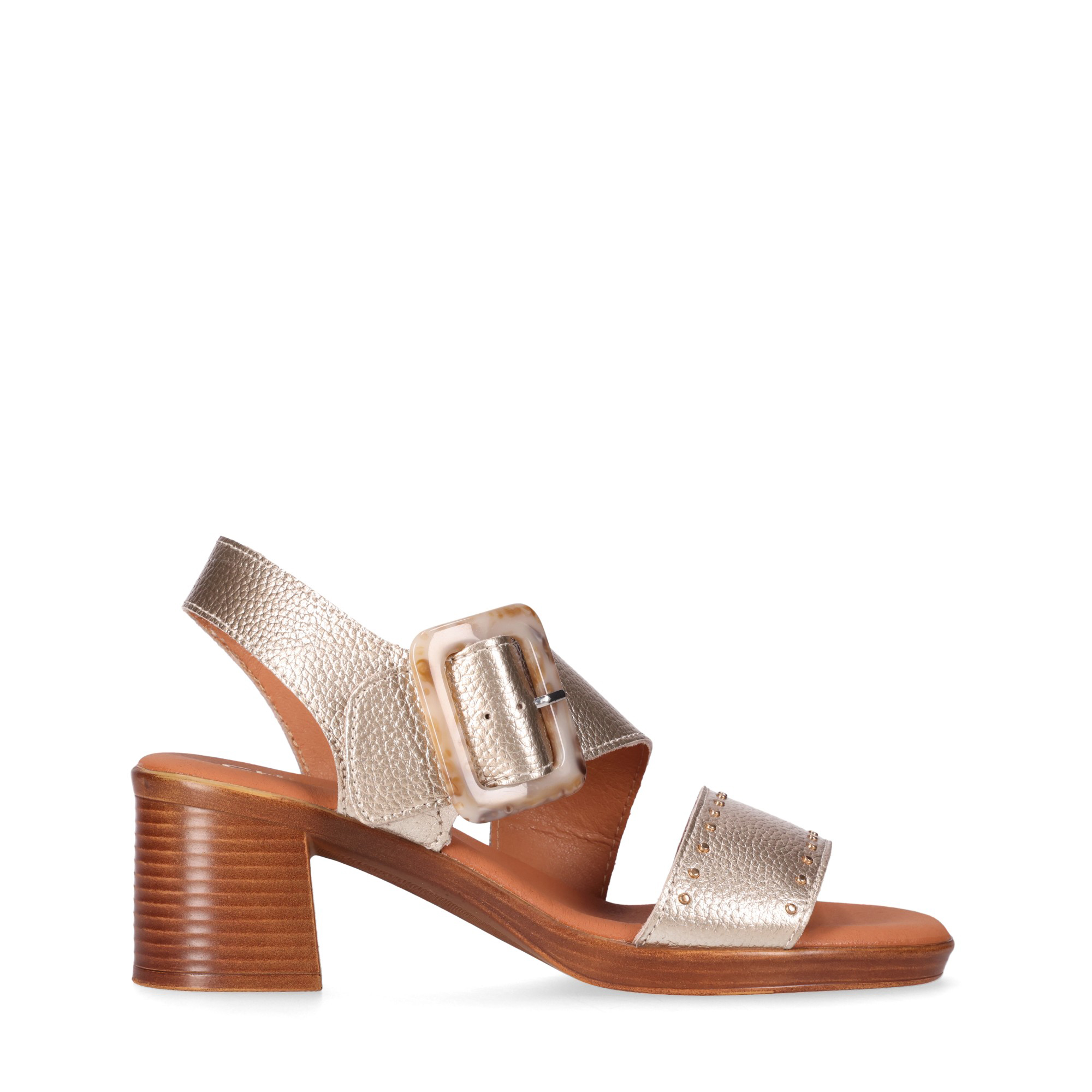 Chika10 Leather NEW GOTICA 12 Sandalia de TacÃ³n Platino/Lg.Gold