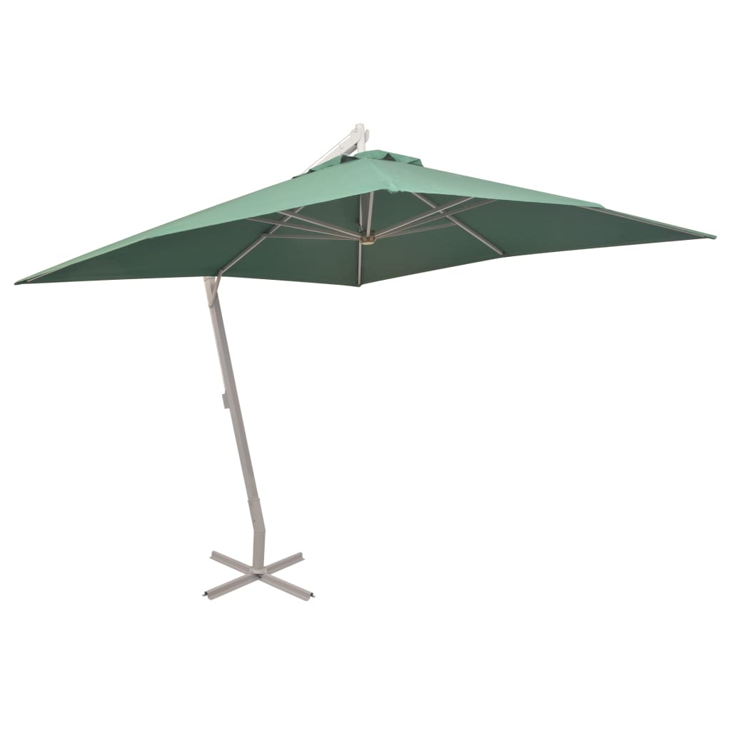 vidaXL Sombrilla colgante con palo de aluminio 300x300 cm verde