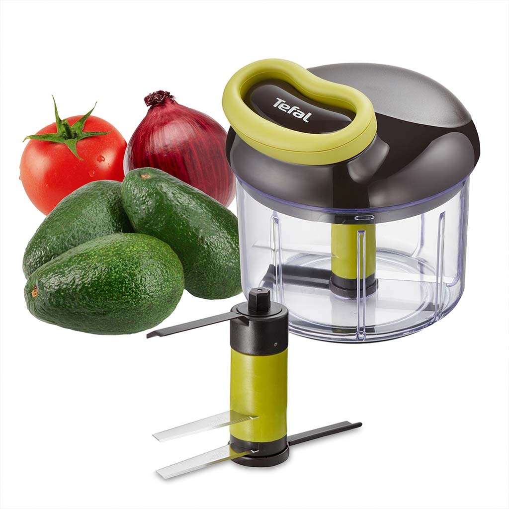 Picadora Manual Tefal de 500 ml y 900 ml para Cortar y Triturar Verduras, Frutas y Especias con Cuchillas de Acero Inoxidable