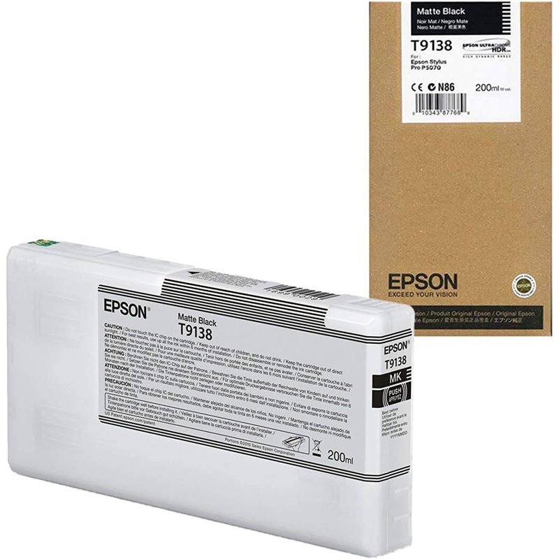 Epson original T9138 Tinta negra mate C13T913800 200ml