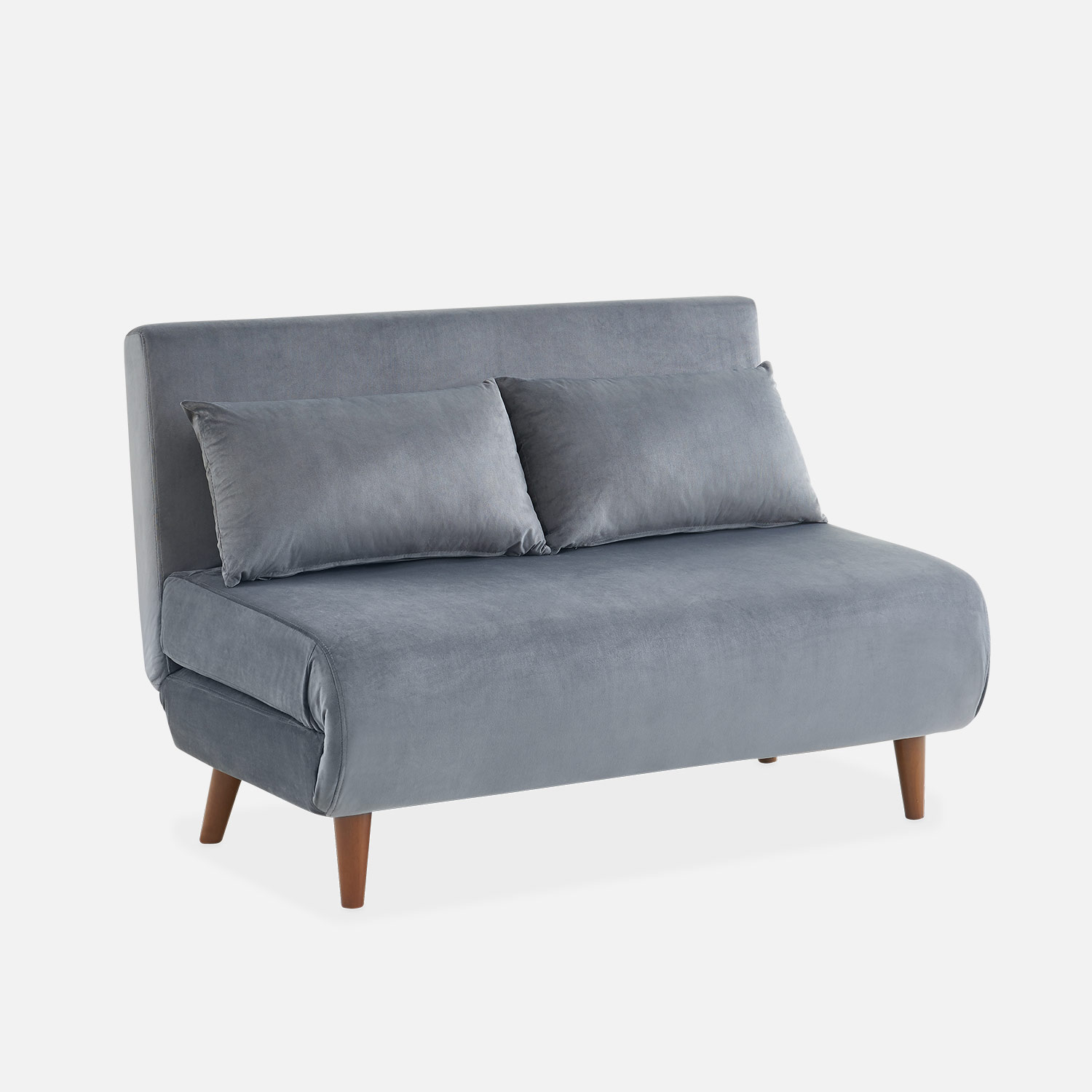 sweeek - Sofá cama con patas de madera, 2 plazas , Guesta terciopelo , 120x89x80