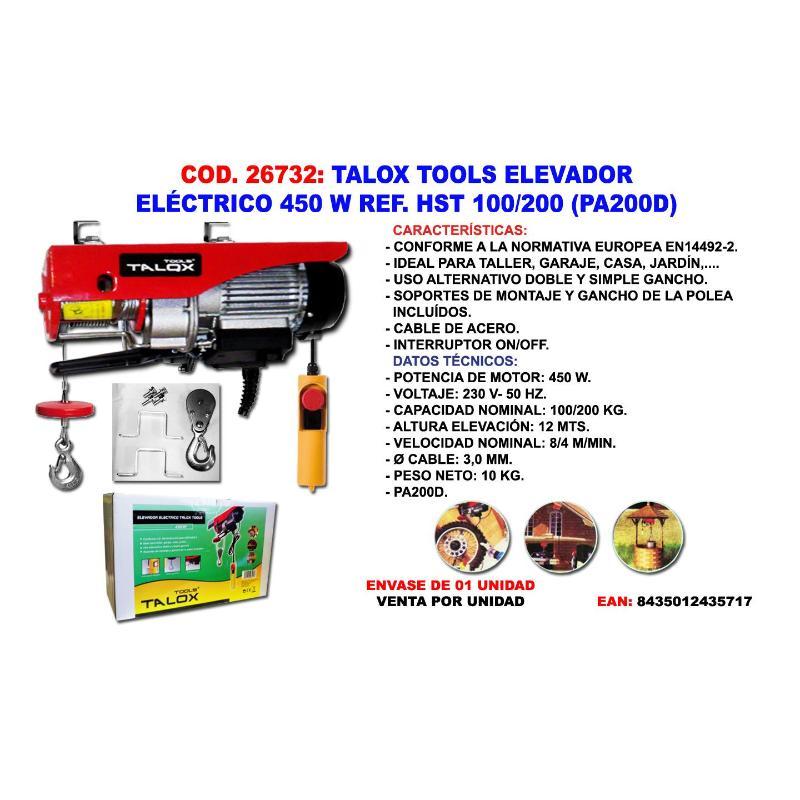 Talox polipasto elevador electrico 450 w hst 100-200 kg (pa200d)
